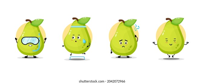 Cute pear character collection vector design