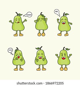 Cute pear character design. Fruit character.