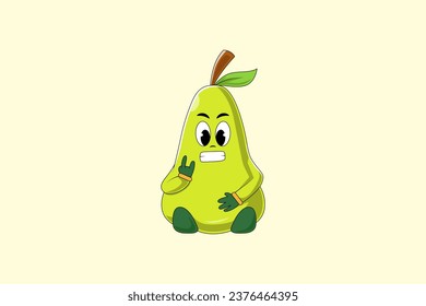 Cute Pear Character Design Illustration