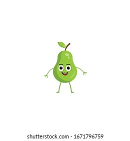 cute pear character with eyes .vector illustration.isolated on white background.