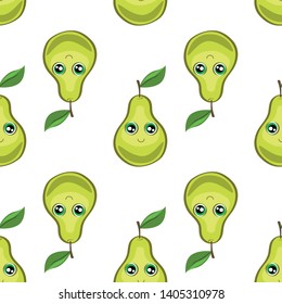cute pear character seamless pattern