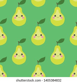 cute pear character seamless pattern