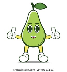 cute pear classic character mascot icon, editable vector hand drawn