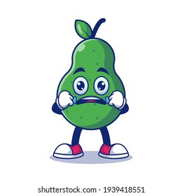 Ilustración de vectores de dibujos animados con lágrimas agudas. Concepto de carácter mascota de frutas Vector premium aislado