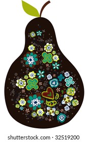 cute pear design with flowers