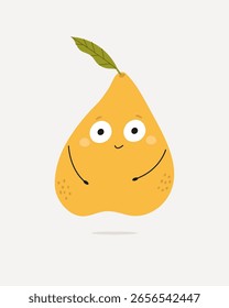 Pera Bonita com Rosto e Mãos. Personagem de Desenho Animado de Fruta Engraçada. Ilustração de vetor