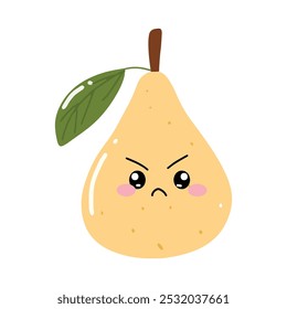 cute pear fruit character expression. emoticon element. cartoon mascot