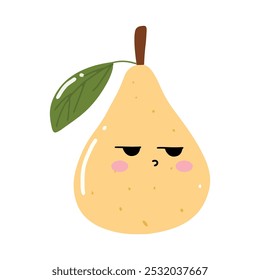 cute pear fruit character expression. emoticon element. cartoon mascot
