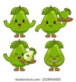 Cute Pear Fruit Character Mascot Illustration
