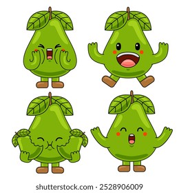 Ilustración linda de la mascota del carácter de la fruta de la pera