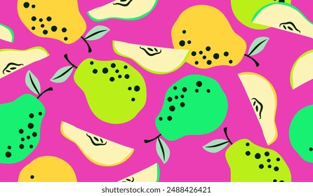 Cute pear fruits pattern background vector design