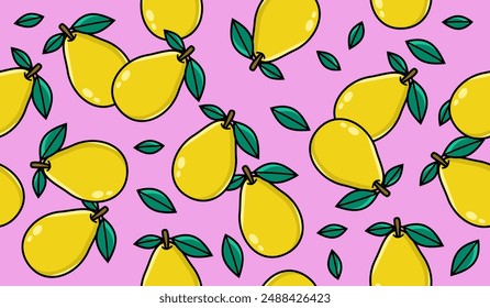 Cute pear fruits pattern background vector design