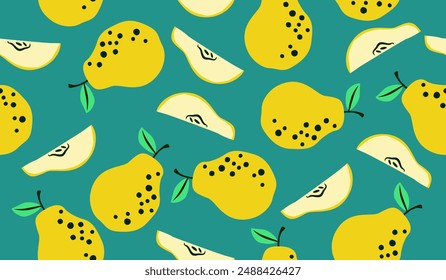 Cute pear fruits pattern background vector design