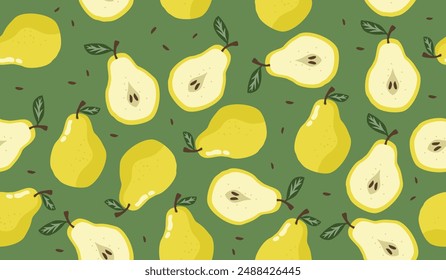 Cute pear fruits pattern background vector design