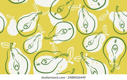 Nette Birne Früchte Muster Hintergrund Vektorgrafik Design