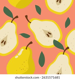 Cute pear fruits pattern background vector design