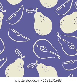 Cute pear fruits pattern background vector design