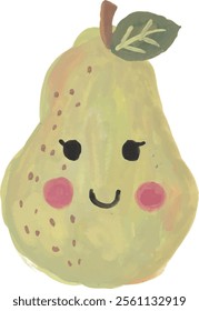 Cute pear hand drawn watercolour illustration clipart