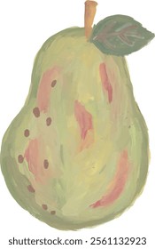 Cute pear hand drawn watercolour illustration clipart