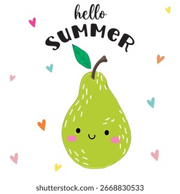 süße Birne Illustration Vektordesign für Kinder T-Print