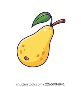 Cute Pear illustration. Vector hand drawn cartoon icon illustration. Pear fruit in doodle style. Isolated on white background.