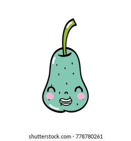 cute pear kawaii smile fruit