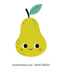 Cute pear in kawaii style.