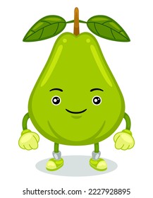 Cute Pear Mascot Character Vector Illustration