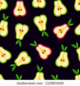 cute pear pattern. seamless background of slices ripe pears