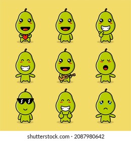 cute pear set with various expressions
