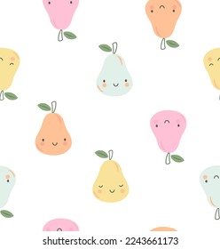 Cute Pear vector fruits friends