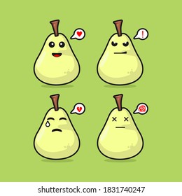 cute pears fuit expression love angry brokenheart sad vector illustration
