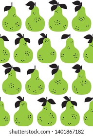 Cute pears seamless  pattern design. Vector illustration.