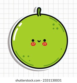 Cute-Peas-Aufkleber Vektorhandgezeichnete Cartoons kawaii Zeichentricksymbol. Happy-Peas-Aufkleber