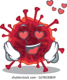 cute pedacovirus cartoon character showing a falling in love face