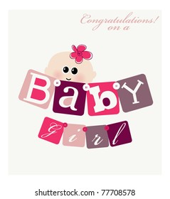 Cute Peeking Baby Girl Printable Card
