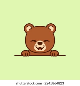Cute Peeking Bear Vector Illustration