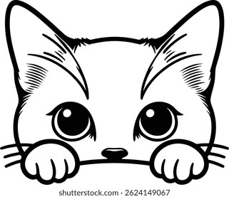 Cute peeking cat face design