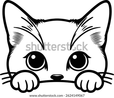 Cute peeking cat face design