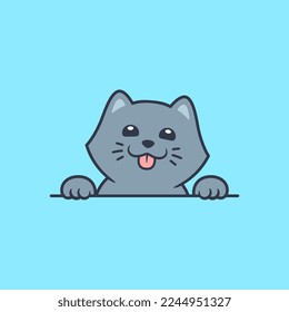Cute Peeking Cat Vector Illustration