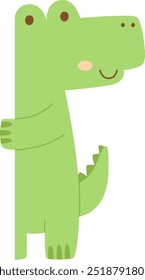 Cute Peeking Crocodile Vector Illustration