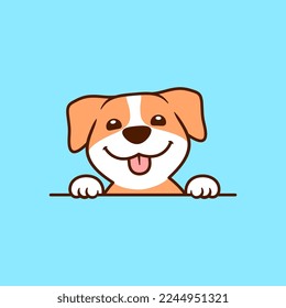 Cute Peeking Dog Vector Illustration