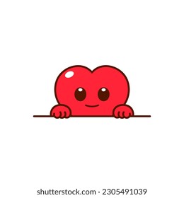 Cute Peeking Heart Vector Illustration