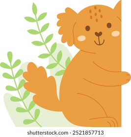 Cute Peeking Koala With Leaves Vector Illustration