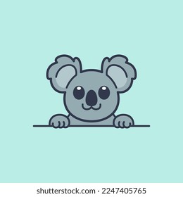 Cute Peeking Koala Vector Illustration