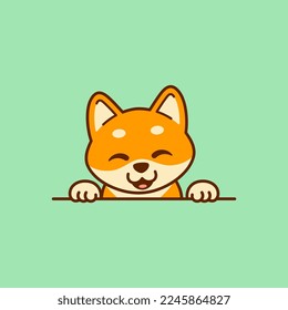 Cute Peeking Shiba Inu Vector Illustration