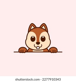 Cute Peeking Squirrel Vector Illustration