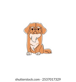 Lindo pekinés aislado sobre fondo blanco. Abstractas dibujo de perro. Arte continuo de una línea de mascota canina. Divertido perro pekinés sentado. Ilustración lineal minimalista de Vector. Raza nacional