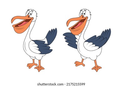 Cute Pelican Animal Cartoon Graphic