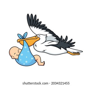 cute pelican with baby cartoon